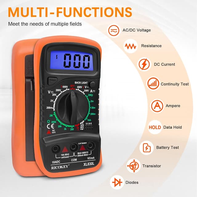 Detalle 2 de Digital Multimeter Voltmeter 2.7in LCD