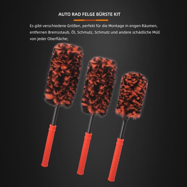 Detalle 2 de SPTA Premium Felgenbürste 3er Set für Felgenreinigung