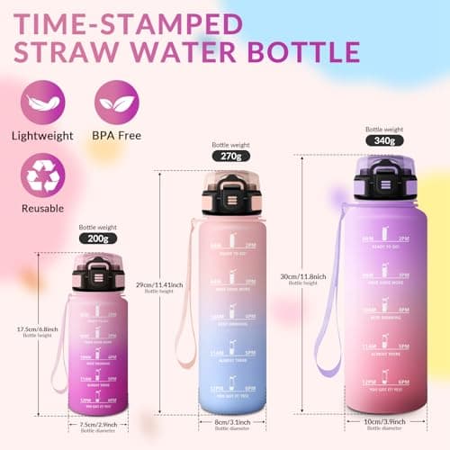 Thumbnail 2 de HoneyHolly Botella Agua 1 L con pajita y marcador