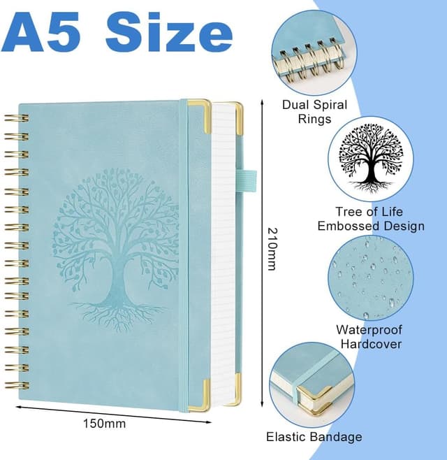 Detalle 2 de AOOSU A5 quaderno spiralato 300 pagine