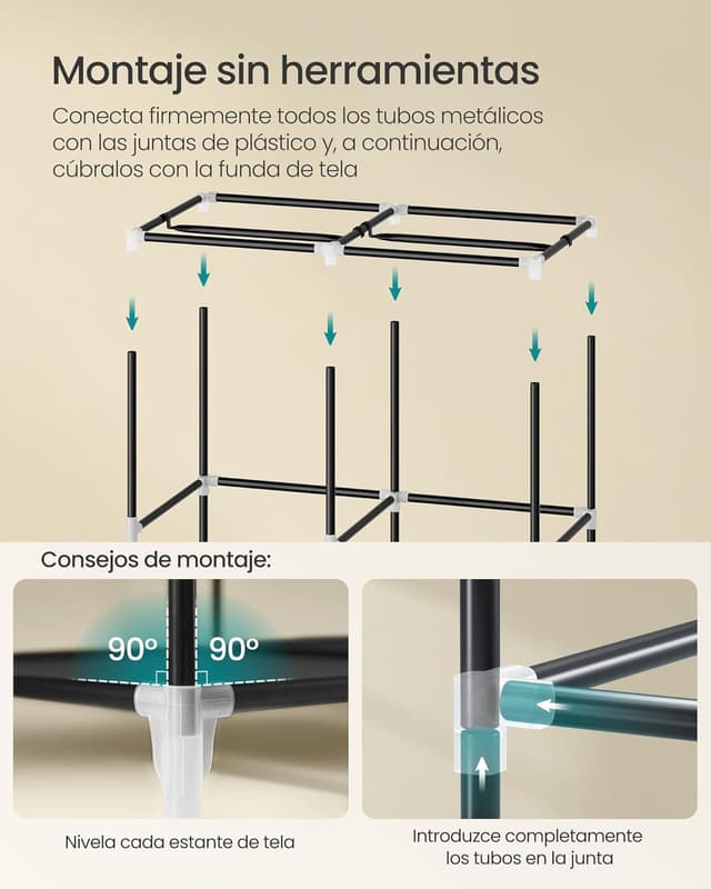 Thumbnail 4 de Songmics Armario plegable 2 barras 167 cm