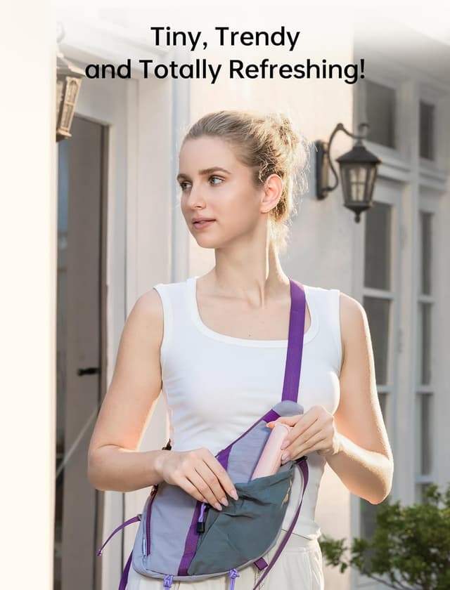 Detalle de JISULIFE Mini Handventilator 3-in-1 (mit Powerbank & Taschenlampe) – USB-wiederaufladbar