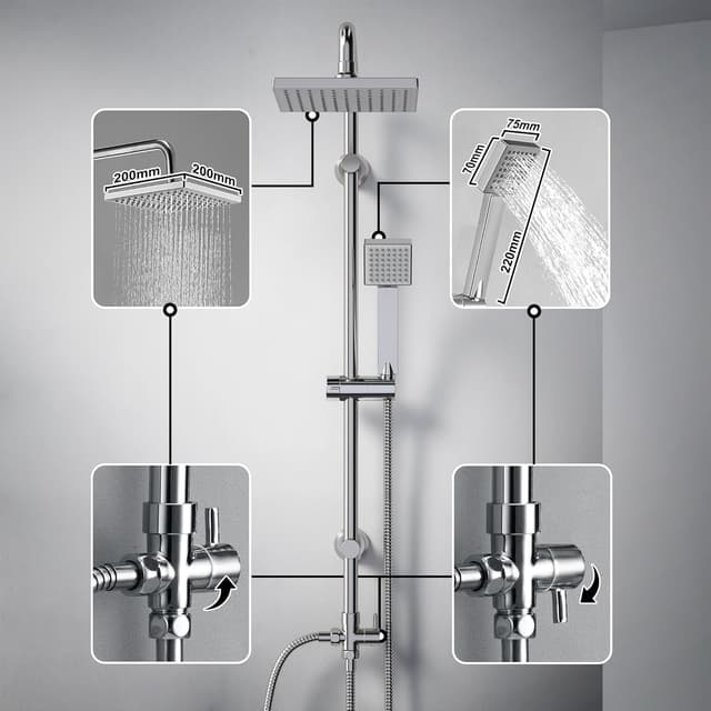 Thumbnail 1 de JOHO Edelstahl Regendusche Set 20×20 cm