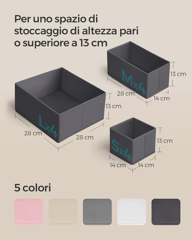 Detalle de SONGMICS RDZ06G set di 6 divisori per cassetti in TNT pieghevoli