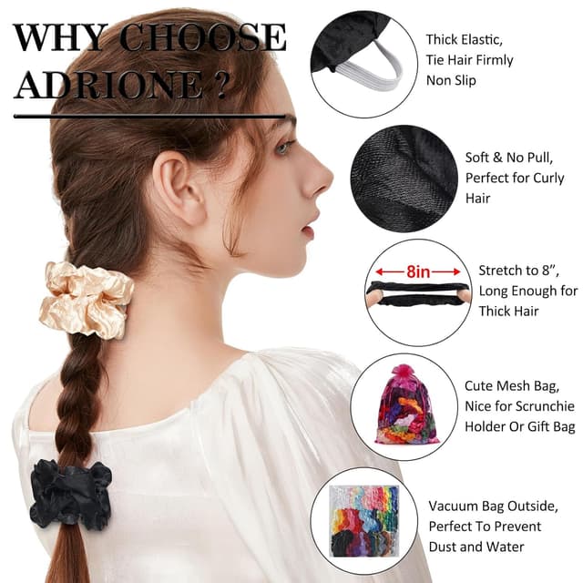 Imagen de ADRIONE Satin Scrunchies 60 Pack ๐ en OfertitasTOP