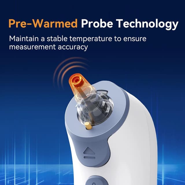 Detalle de Berrcom präzises Ohrthermometer mit vorgewärmter Sonde – Altersmodus für Babys & Erwachsene