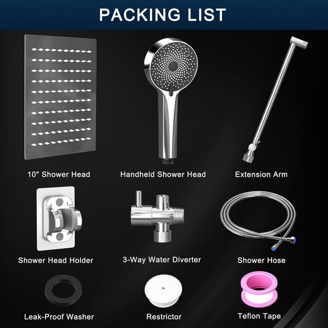 Thumbnail 6 de 10 Inch Rain Shower Head Combo