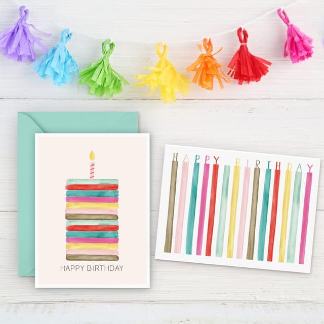 Thumbnail 5 de SWEETZER & ORANGE Watercolor 24pc birthday cards