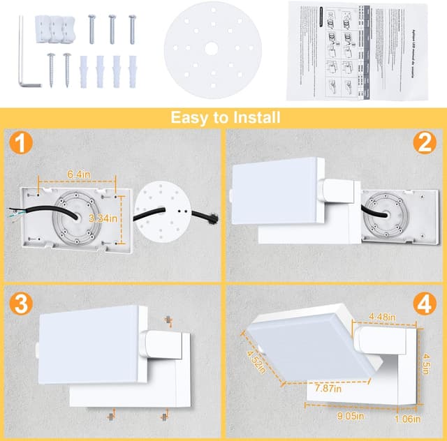 Thumbnail 6 de ledmo 60W LED-Außenwandleuchte (IP65) mit 360° schwenkbarem LED-Panel, 5.000 Lumen, 3.000K warmweiß