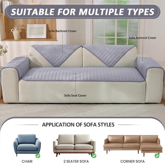 Detalle 2 de Ystyle copridivano in pile morbido antiscivolo grigio chiaro 90x160 cm