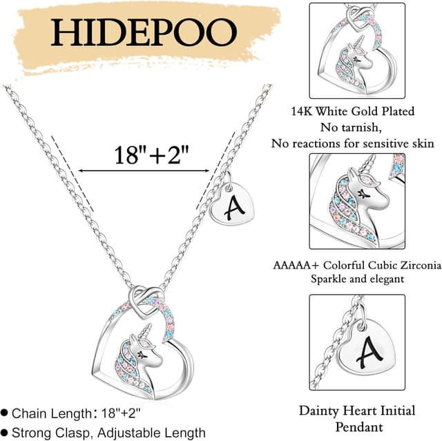 Thumbnail 4 de Hidepoo Unicorn Necklace Heart Pendant