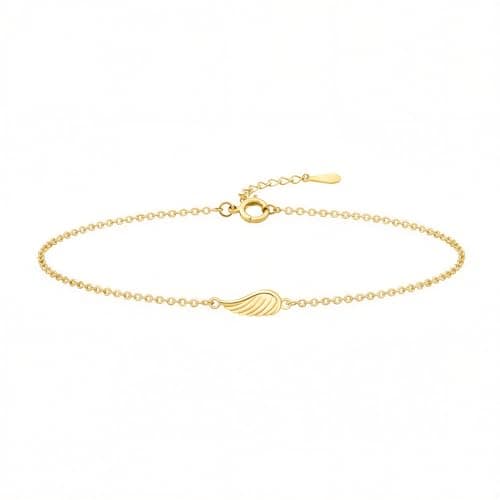 Detalle de Sofia Milani Pulsera para mujer en plata de ley 925 con chapado en oro y colgante de ala (B0360)