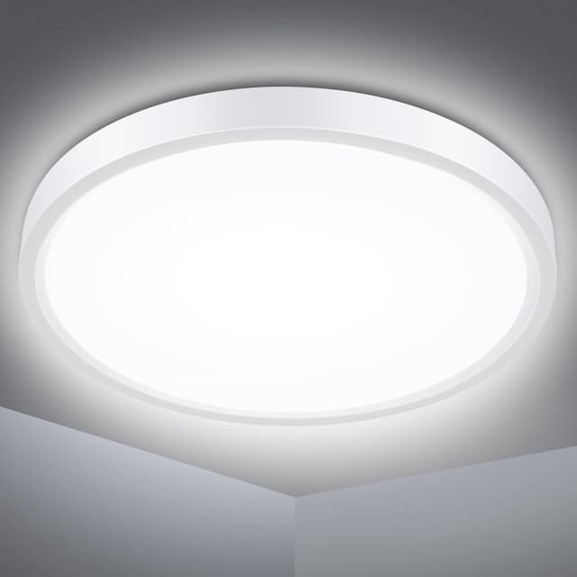 Detalle de Defurhome Bathroom Ceiling Light Ø22CM 18W 1500LM, 5000K IP54 (Flush, Dome, White)