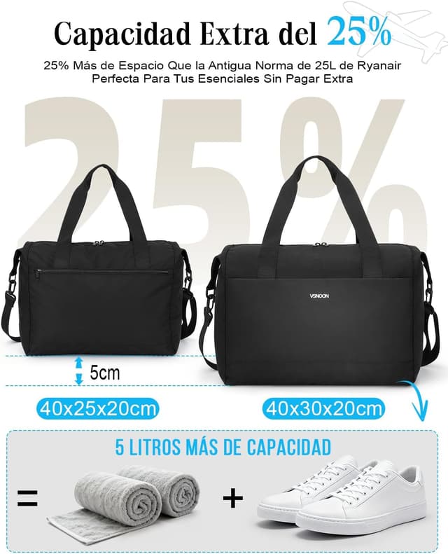 Detalle 2 de VSNOON Bolsa de Cabina 25L 40x30x20 Negra