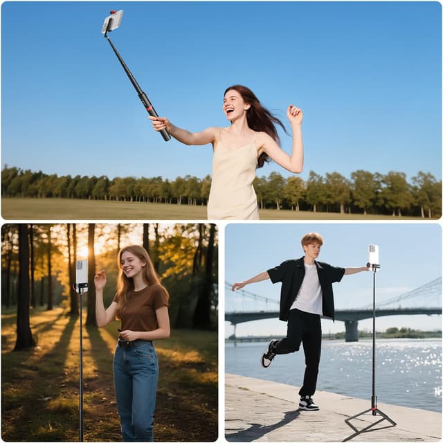 Thumbnail 6 de NEEWER Basics PA991 adjustable selfie stick tripod with phone holder and rechargeable remote