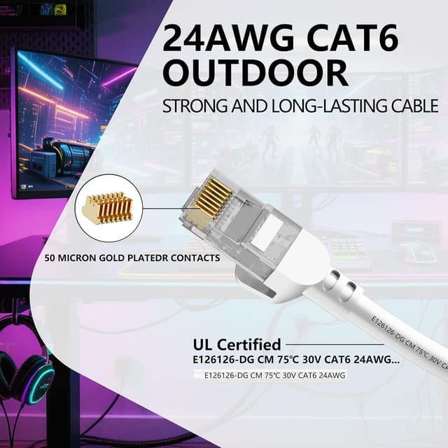 Thumbnail 1 de Cat 6 Outdoor Ethernet Cable 150 ft 10Gbps