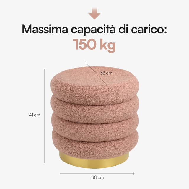 Detalle de Pouf poggiapiedi Baroni Home rosa 41x38x38 cm