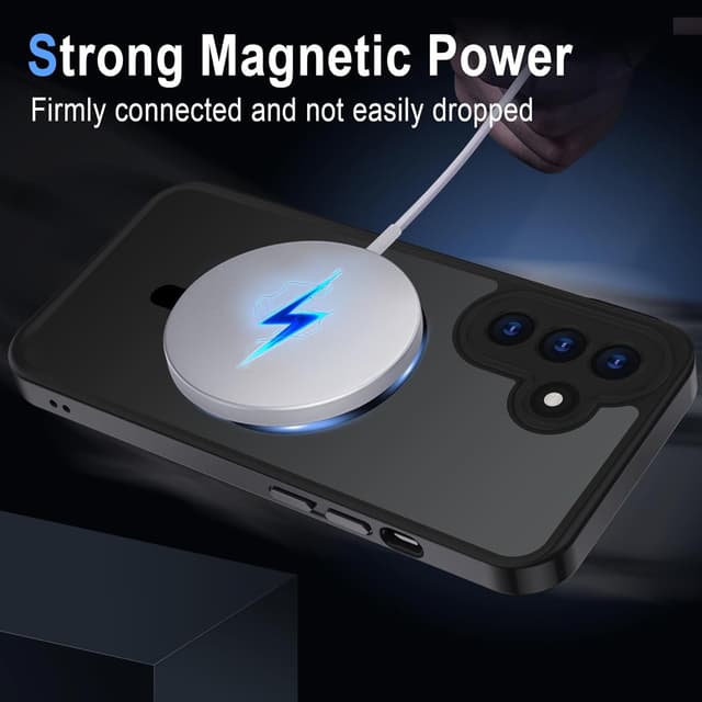 Detalle 1 de Coque magnétique XTCASE pour Samsung Galaxy A37 compatible MagSafe (noir) – dos translucide mat, bumper TPU anti-chocs