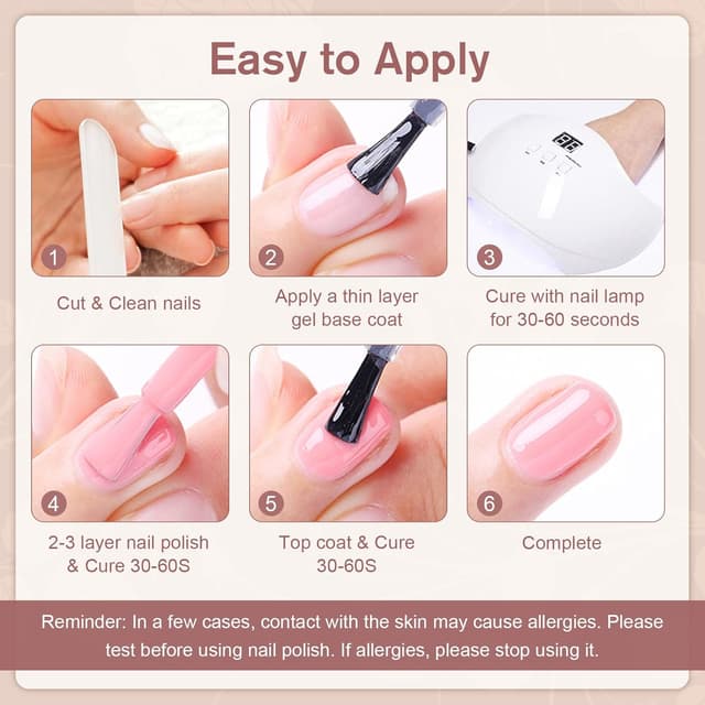 Detalle 2 de Shining She UV-Nagellack Set mit 6 Farben (Herbst/Winter Nude & Beige Töne) – Soak-off für LED/UV, 8 ml