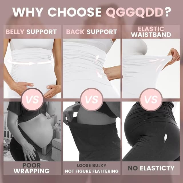 Detalle 2 de QGGQDD Maternity Biker Shorts Over Belly High Waisted