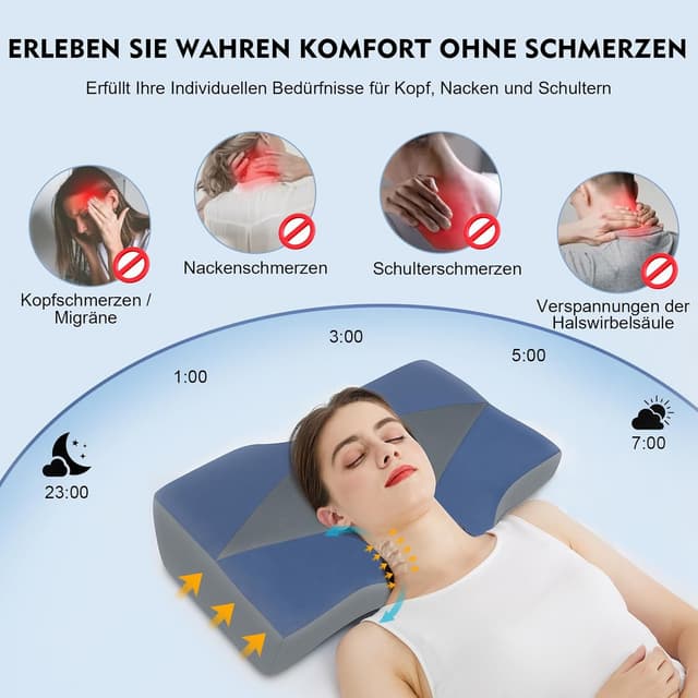 Detalle 2 de Hypuno Orthopädisches Memory Foam Kopfkissen 2 Höhen