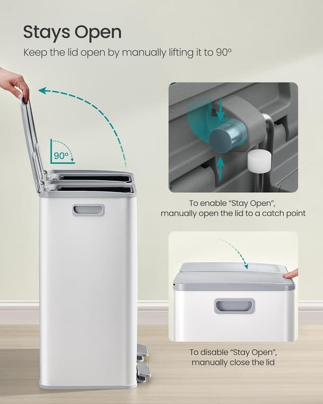 Thumbnail 4 de SONGMICS Kitchen Bin 2 x 30 L dual compartment