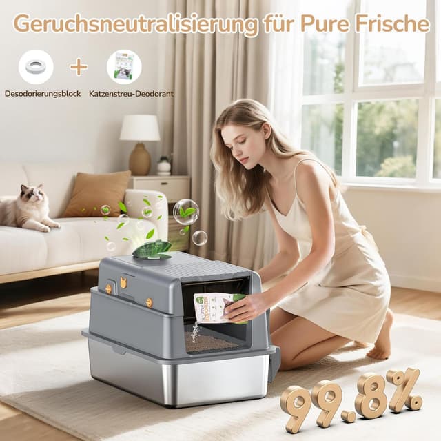 Detalle 2 de PalNests Edelstahl-Katzentoilette 80 L 🐱