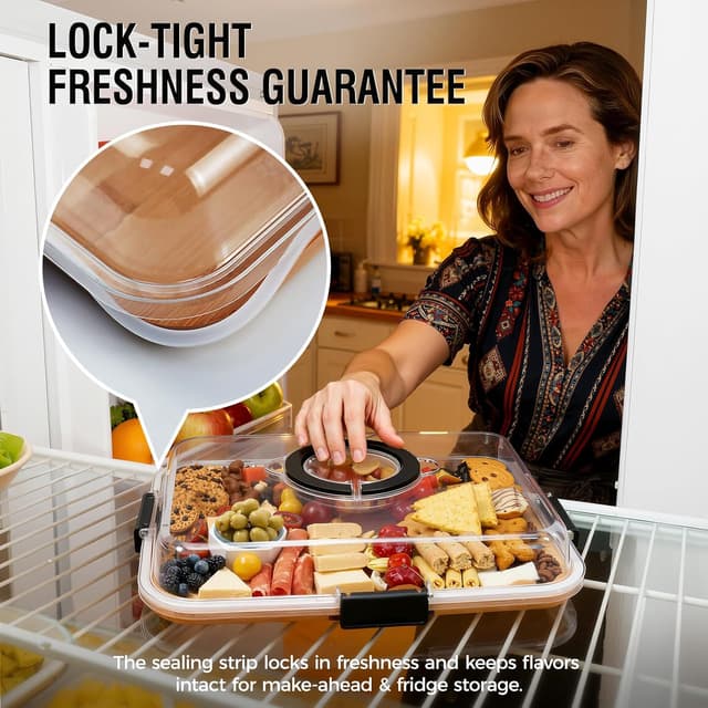 Thumbnail 4 de Renmxj Charcuterie Board with Clear Lid 6 Compartments