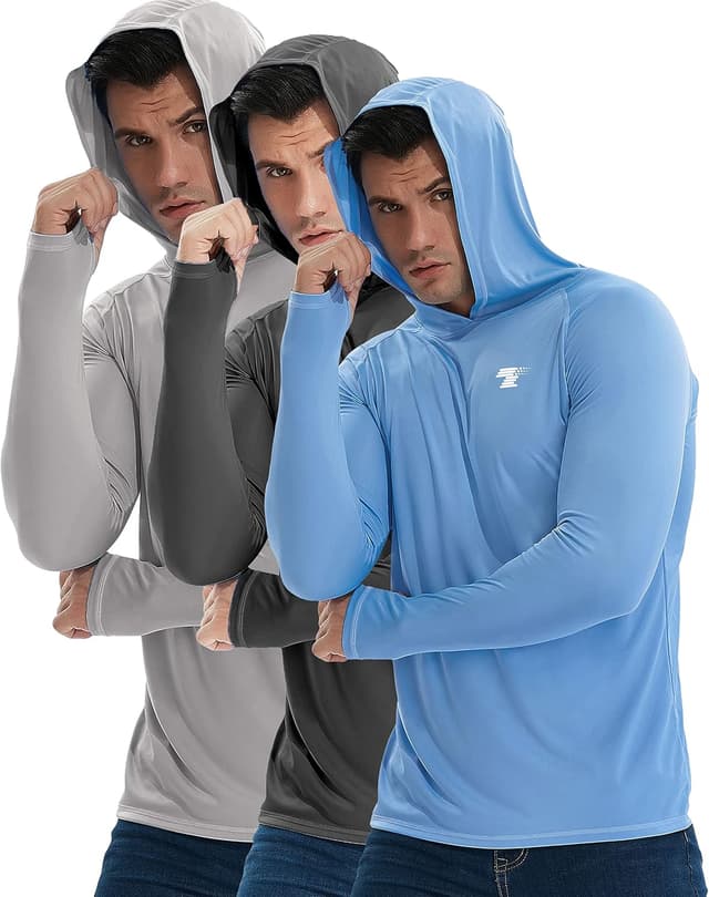 Detalle de TELALEO 3-Pack Men’s UPF 50+ Sun Protection Lightweight Hoodie