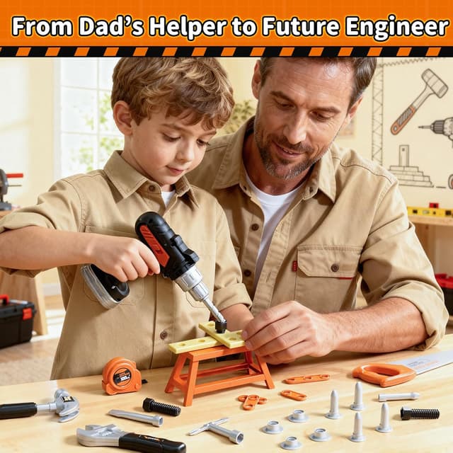 Detalle de KidBloom Juguetes 50 piezas caja herramienta con taladro