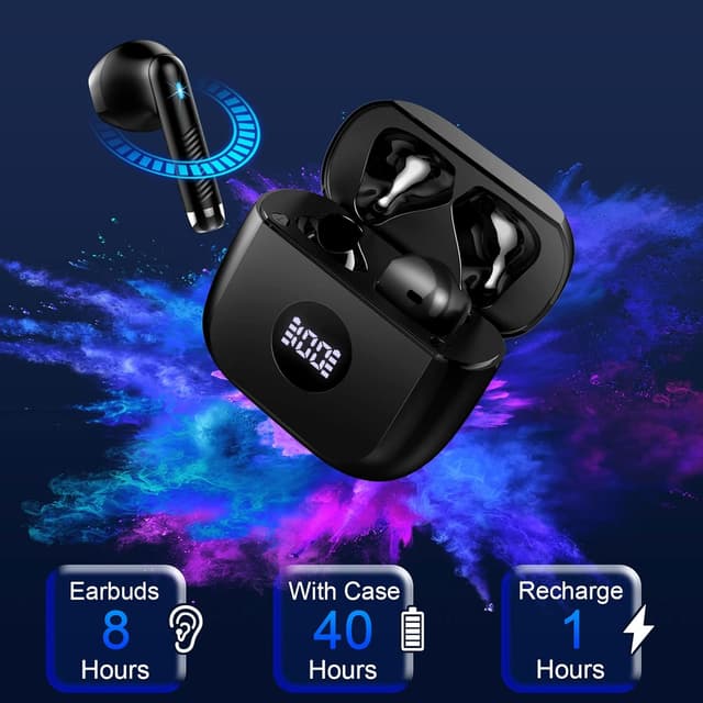 Detalle de 2026 Cuffie Bluetooth in-ear wireless Bluetooth 5.4 con ENC e microfono, fino a 40 ore, IP7