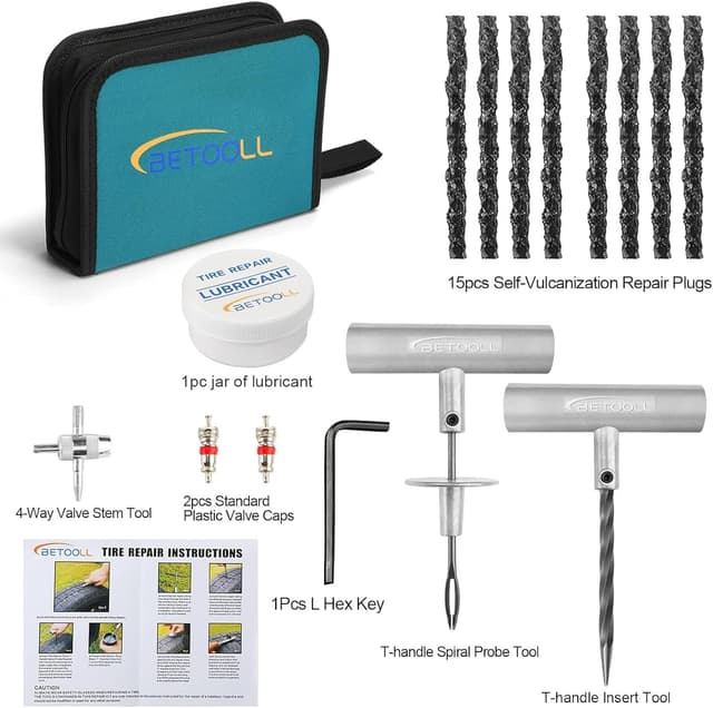 Detalle 2 de BETOOLL 24-Piece Tire Repair Kit for Tubeless Tires