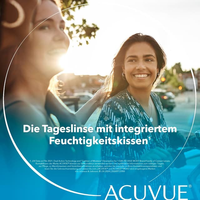Detalle de ACUVUE MOIST 1-DAY for Astigmatism Tageslinsen mit -3.00 dpt, Cyl -1.25, Ach 90 & BC 8.5 (30 Linsen)