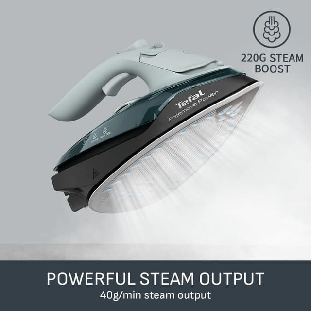 Detalle de Tefal Freemove Power Cordless Steam Iron FV6672G0 (2600W) – ceramic soleplate, 40g/min continuous steam
