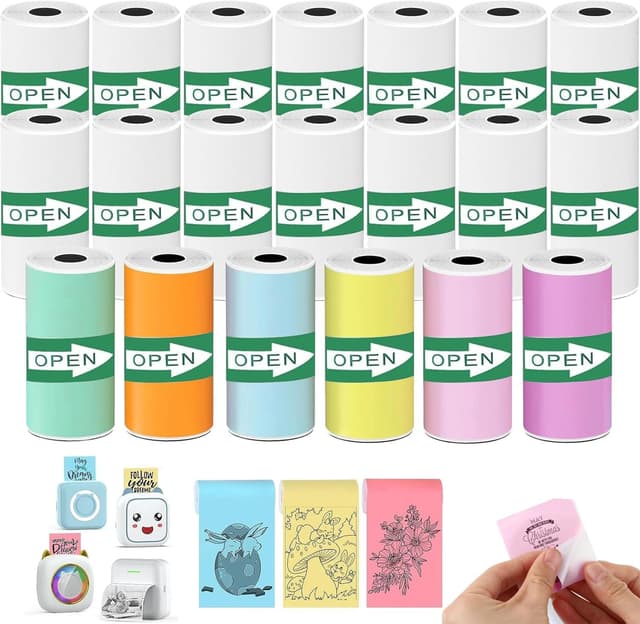 Detalle de 20 rotoli di carta termica 57 x 25 mm per mini stampanti fotografiche (adesivi stampabili) per foto istantanee