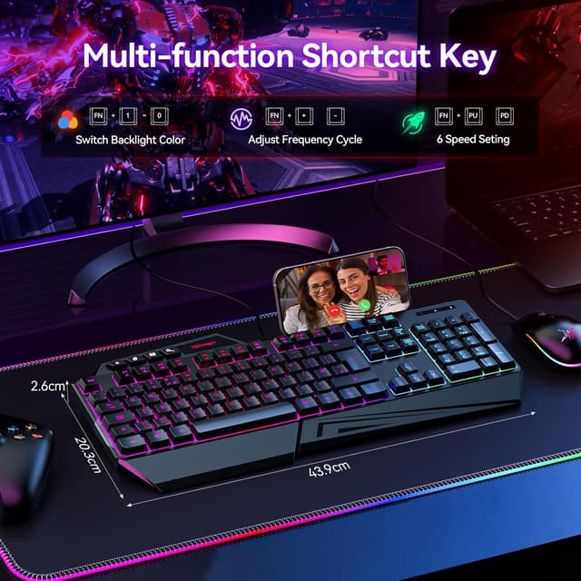 Thumbnail 6 de TECKNET Wired Gaming Keyboard 26-Key Anti-Ghosting