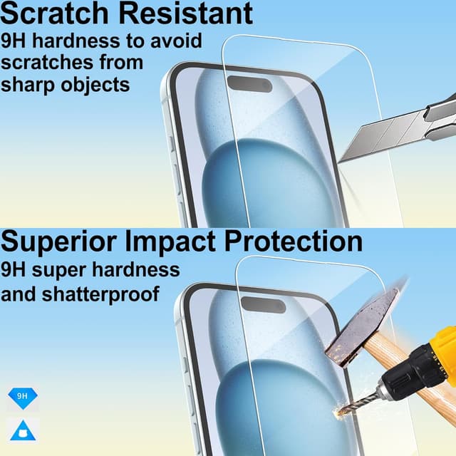 Detalle 2 de 4youquality 4‑in‑1 screen protector for iPhone 15