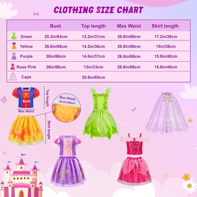 Thumbnail 5 de MELAND Princess Costumes 4-Pack for Girls 3-8