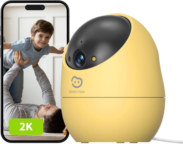 Detalle de Beans View 2K 3MP Telecamera di sicurezza per interni con 360° e WiFi 2,4 GHz (giallo)