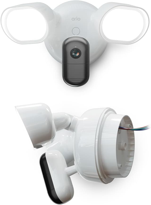 Detalle de Arlo Floodlight 2K con cavo: telecamera Wi‑Fi da esterno con 2K HDR e visione notturna a colori