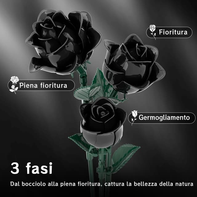 Thumbnail 2 de Mavo brix Set bouquet di rose nere 585 pezzi 🌹
