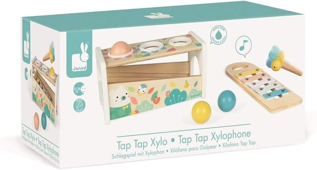 Detalle de Janod Tap Tap Xylo Pure (J05155) : jouet en bois 2 en 1 d’éveil musical et d’adresse dès 1 an