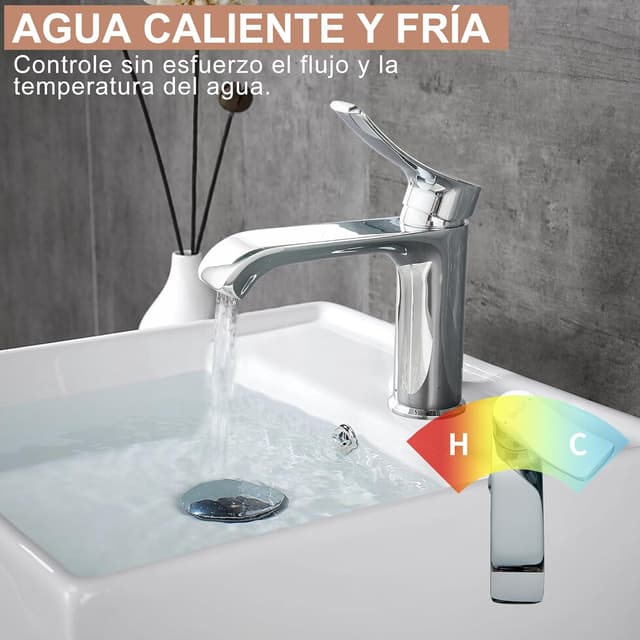 Thumbnail 2 de BELZ Grifo Lavabo Monomando Curvo, Agua Fría y Caliente 💧