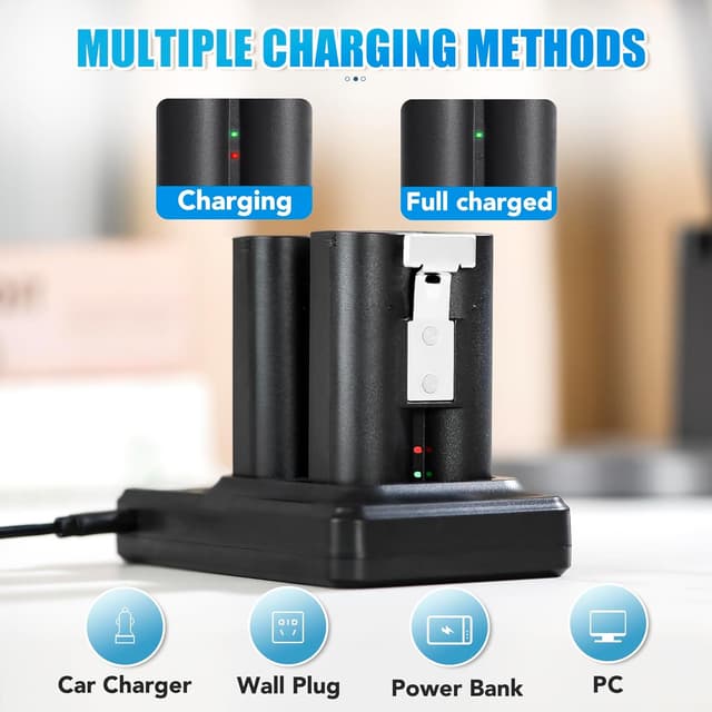 Detalle de 7200mAh Replacement Battery 2-Pack for Ring Quick Release Battery Pack V4 (with LED dual dock) – Charger Station included