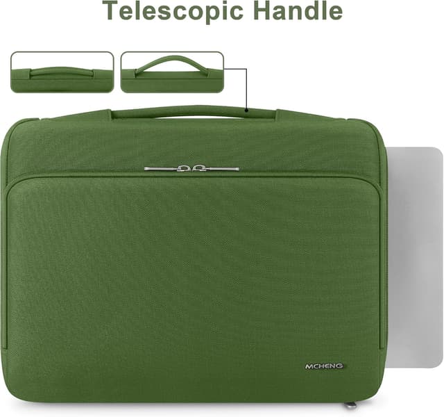 Detalle de MCHENG Laptoptasche für 14 Zoll mit Rundum-Schutz, ausziehbarem Tragegriff und wasserabweisendem Material (grün)