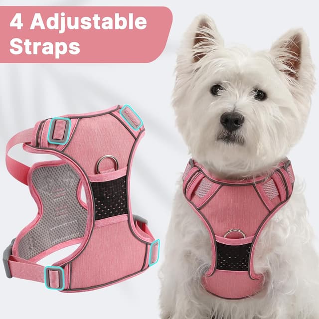 Detalle de Belababy Dog Harness Small Dog (Pink S) – anti-pull dog harness with soft padded handle