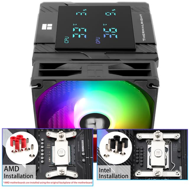 Detalle 2 de Thermalright TR Peerless Assassin 120 Digital ARGB air cooler with digital display (Dual 120mm, LGA 1700/AM5)