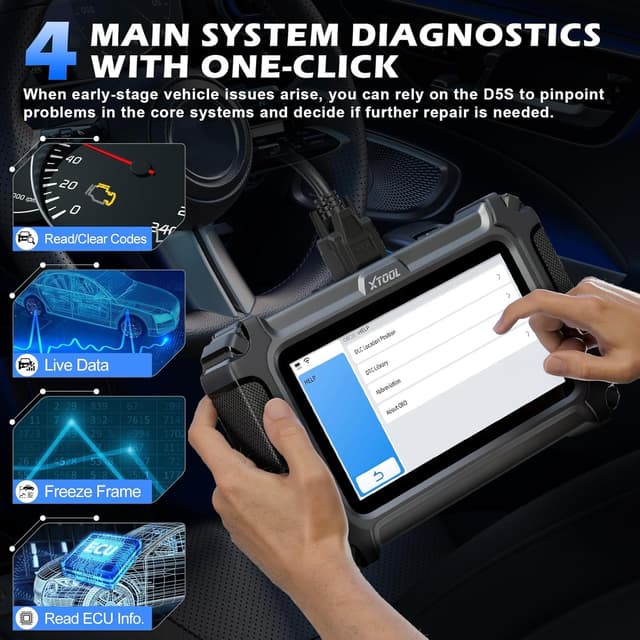 Detalle 2 de XTOOL D5 OBD2 Diagnosegerät fürs Auto: 4-System-Auslesen mit WLAN-Updates & AutoVIN