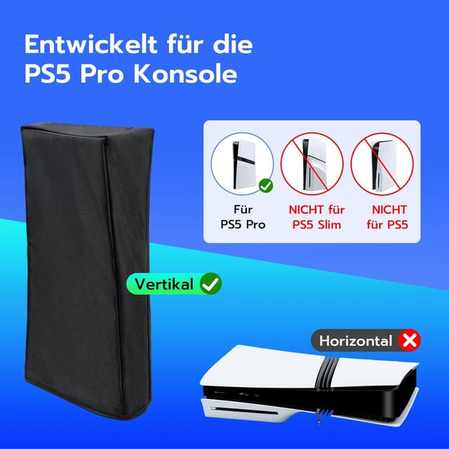 Detalle de Tolesum Schutzhülle für PS5 Pro – Staubschutz Dust Cover (schwarz, nicht für PS5/PS5 Slim)