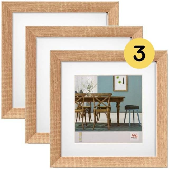 Detalle de walther design Cadre photo design en chêne clair 20 x 20 cm (lot de 3) — profil 2 cm et paspartou